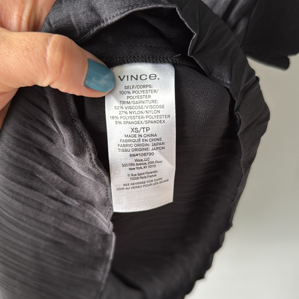 Vince Rib Mock Neck Crushed Satin Popover - Picture 7 of 11